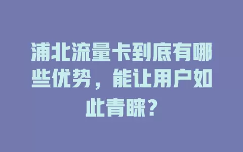 浦北流量卡到底有哪些优势，能让用户如此青睐？