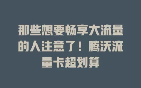 那些想要畅享大流量的人注意了！腾沃流量卡超划算