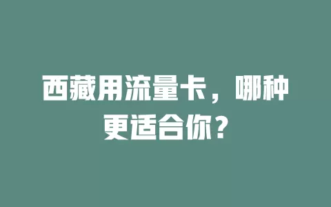 西藏用流量卡，哪种更适合你？