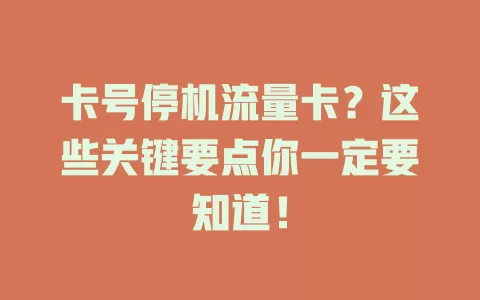 卡号停机流量卡？这些关键要点你一定要知道！