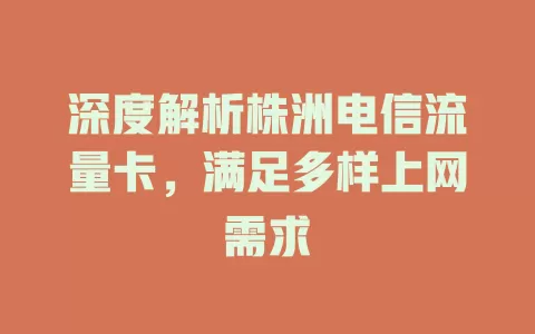 深度解析株洲电信流量卡，满足多样上网需求