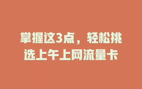 掌握这3点，轻松挑选上午上网流量卡