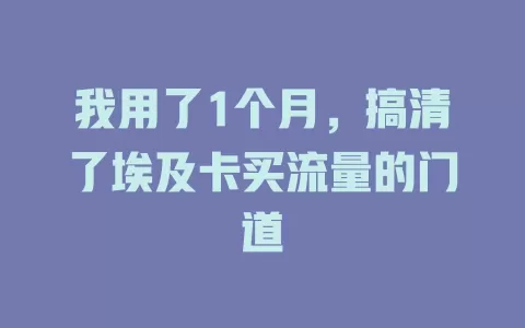 我用了1个月，搞清了埃及卡买流量的门道