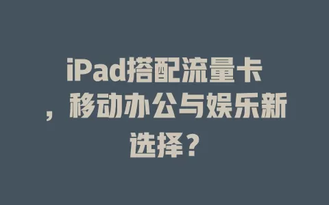 iPad搭配流量卡，移动办公与娱乐新选择？