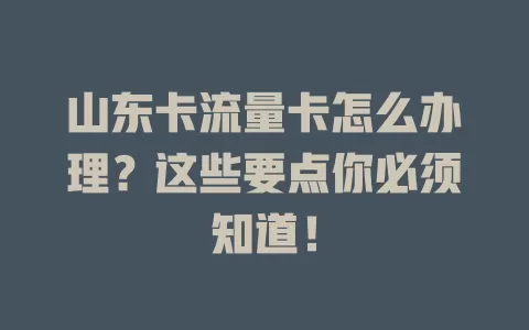 山东卡流量卡怎么办理？这些要点你必须知道！