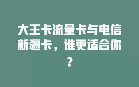 大王卡流量卡与电信新疆卡，谁更适合你？