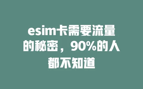 esim卡需要流量的秘密，90%的人都不知道