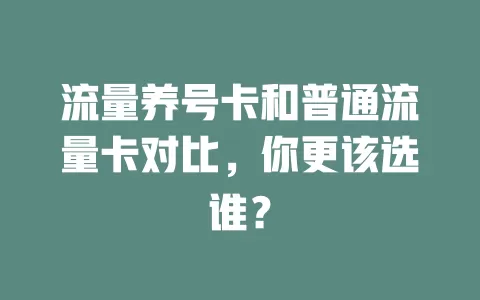流量养号卡和普通流量卡对比，你更该选谁？