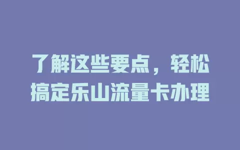 了解这些要点，轻松搞定乐山流量卡办理
