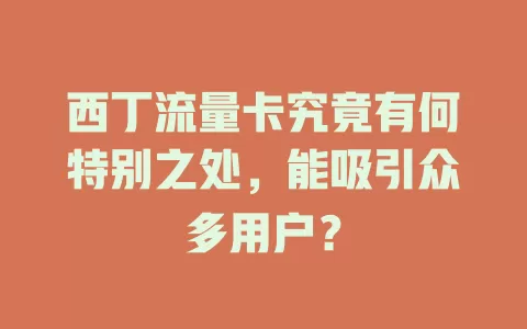 西丁流量卡究竟有何特别之处，能吸引众多用户？