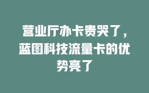 营业厅办卡贵哭了，蓝图科技流量卡的优势亮了