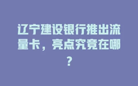 辽宁建设银行推出流量卡，亮点究竟在哪？