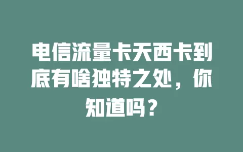 电信流量卡天西卡到底有啥独特之处，你知道吗？