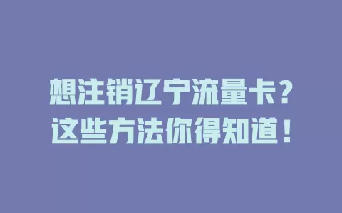 想注销辽宁流量卡？这些方法你得知道！