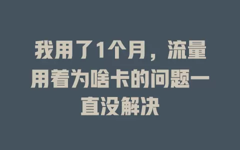 我用了1个月，流量用着为啥卡的问题一直没解决