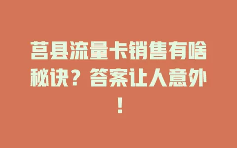 莒县流量卡销售有啥秘诀？答案让人意外！