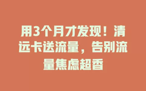 用3个月才发现！清远卡送流量，告别流量焦虑超香