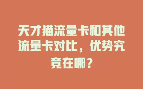 天才猫流量卡和其他流量卡对比，优势究竟在哪？
