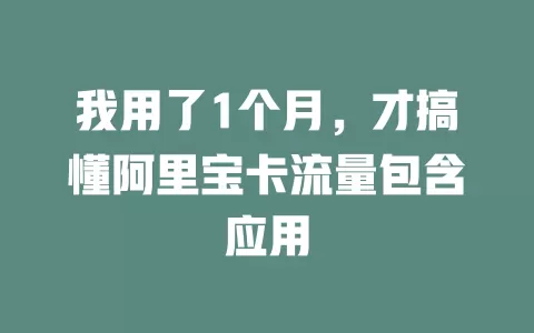 我用了1个月，才搞懂阿里宝卡流量包含应用