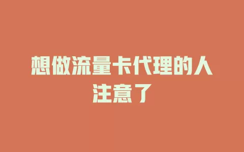 想做流量卡代理的人注意了