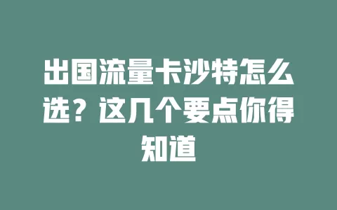 出国流量卡沙特怎么选？这几个要点你得知道