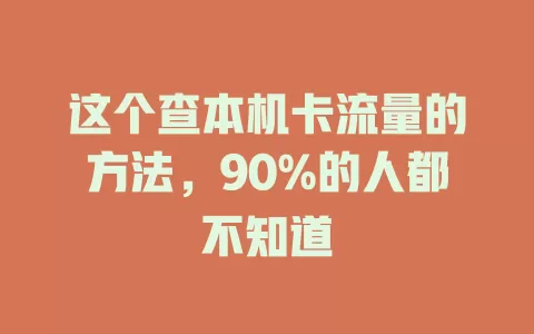 这个查本机卡流量的方法，90%的人都不知道