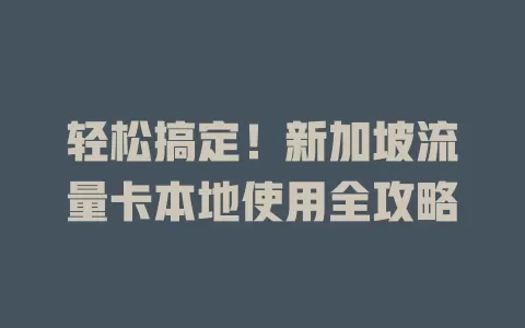 轻松搞定！新加坡流量卡本地使用全攻略
