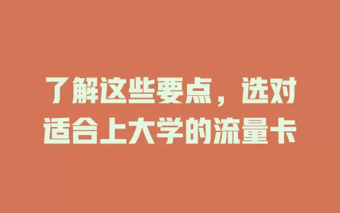 了解这些要点，选对适合上大学的流量卡