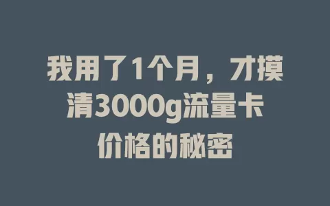 我用了1个月，才摸清3000g流量卡价格的秘密