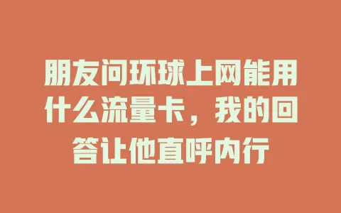 朋友问环球上网能用什么流量卡，我的回答让他直呼内行
