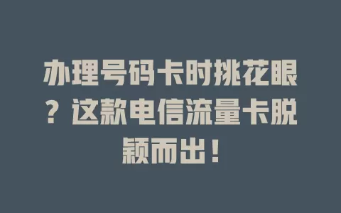 办理号码卡时挑花眼？这款电信流量卡脱颖而出！