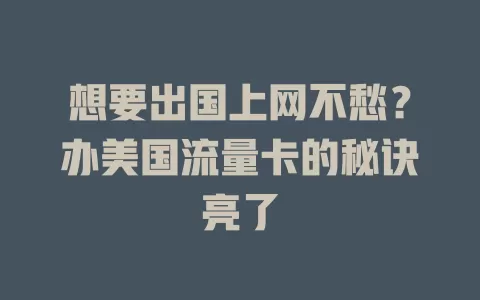 想要出国上网不愁？办美国流量卡的秘诀亮了