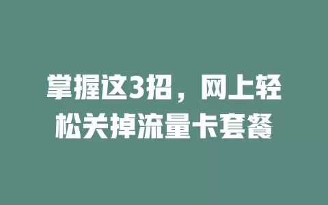 掌握这3招，网上轻松关掉流量卡套餐