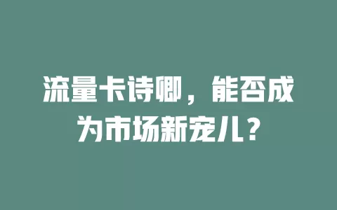 流量卡诗卿，能否成为市场新宠儿？