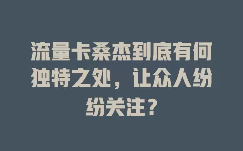 流量卡桑杰到底有何独特之处，让众人纷纷关注？