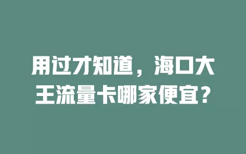 用过才知道，海口大王流量卡哪家便宜？