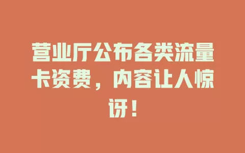 营业厅公布各类流量卡资费，内容让人惊讶！