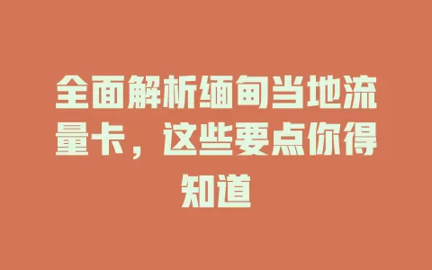 全面解析缅甸当地流量卡，这些要点你得知道