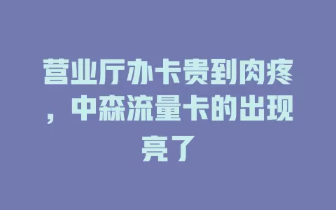 营业厅办卡贵到肉疼，中森流量卡的出现亮了
