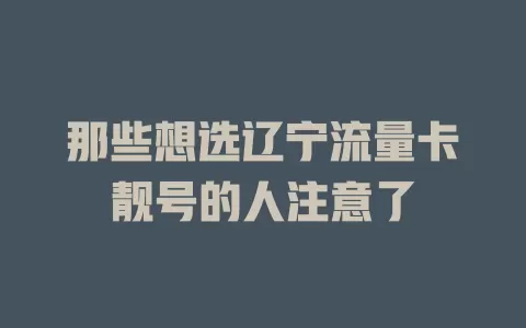 那些想选辽宁流量卡靓号的人注意了