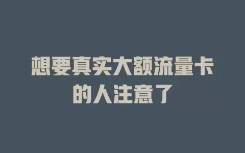 想要真实大额流量卡的人注意了