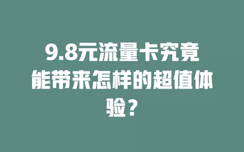 9.8元流量卡究竟能带来怎样的超值体验？