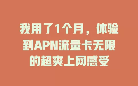 我用了1个月，体验到APN流量卡无限的超爽上网感受