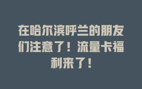 在哈尔滨呼兰的朋友们注意了！流量卡福利来了！