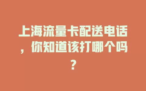 上海流量卡配送电话，你知道该打哪个吗？