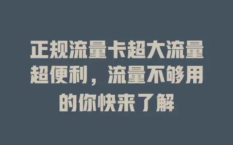 正规流量卡超大流量超便利，流量不够用的你快来了解