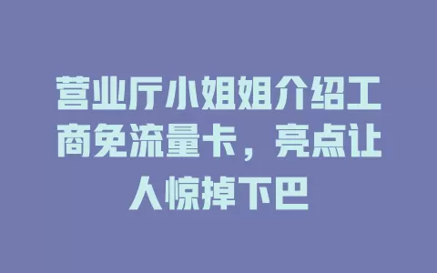 营业厅小姐姐介绍工商免流量卡，亮点让人惊掉下巴