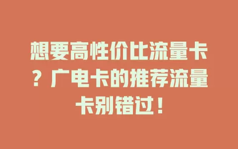想要高性价比流量卡？广电卡的推荐流量卡别错过！