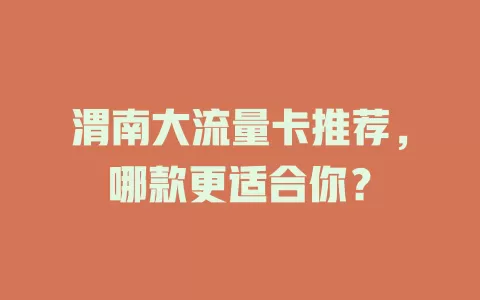 渭南大流量卡推荐，哪款更适合你？