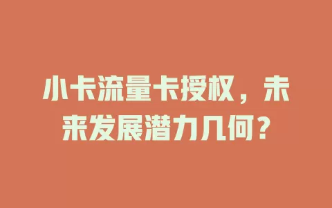 小卡流量卡授权，未来发展潜力几何？
